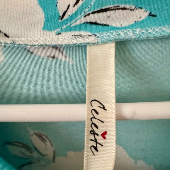 Celeste Turquoise Floral Pattern Dress size L - Picture 2 of 4